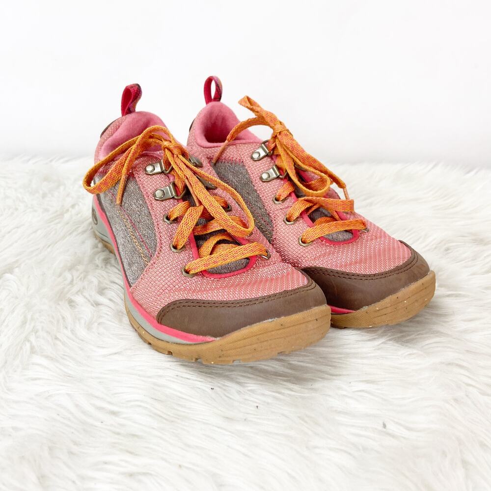 Chaco 7 Womens Salmon Orange Leather Kanarra Hiking Walking Sneakers